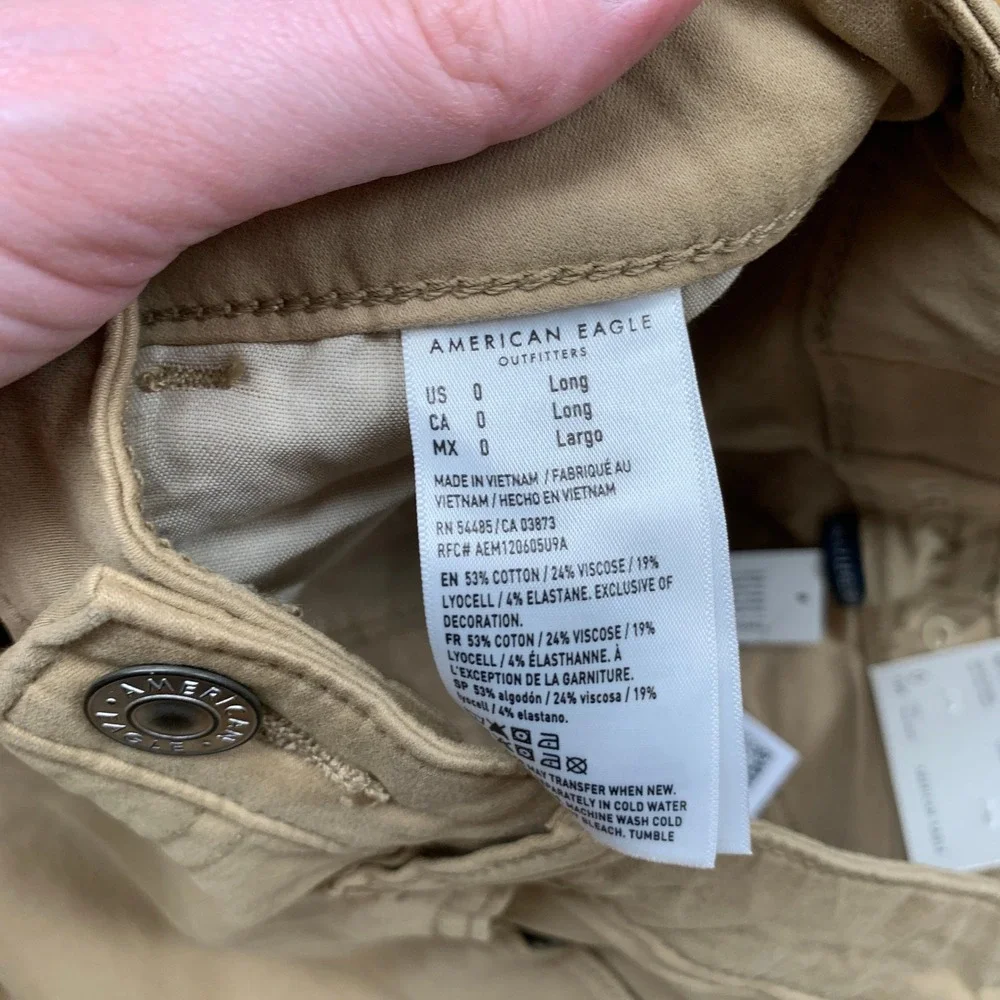 American‎ Eagle Next Level Stretch High-Rise Jegging Khaki Tan Size 0 Long NWT